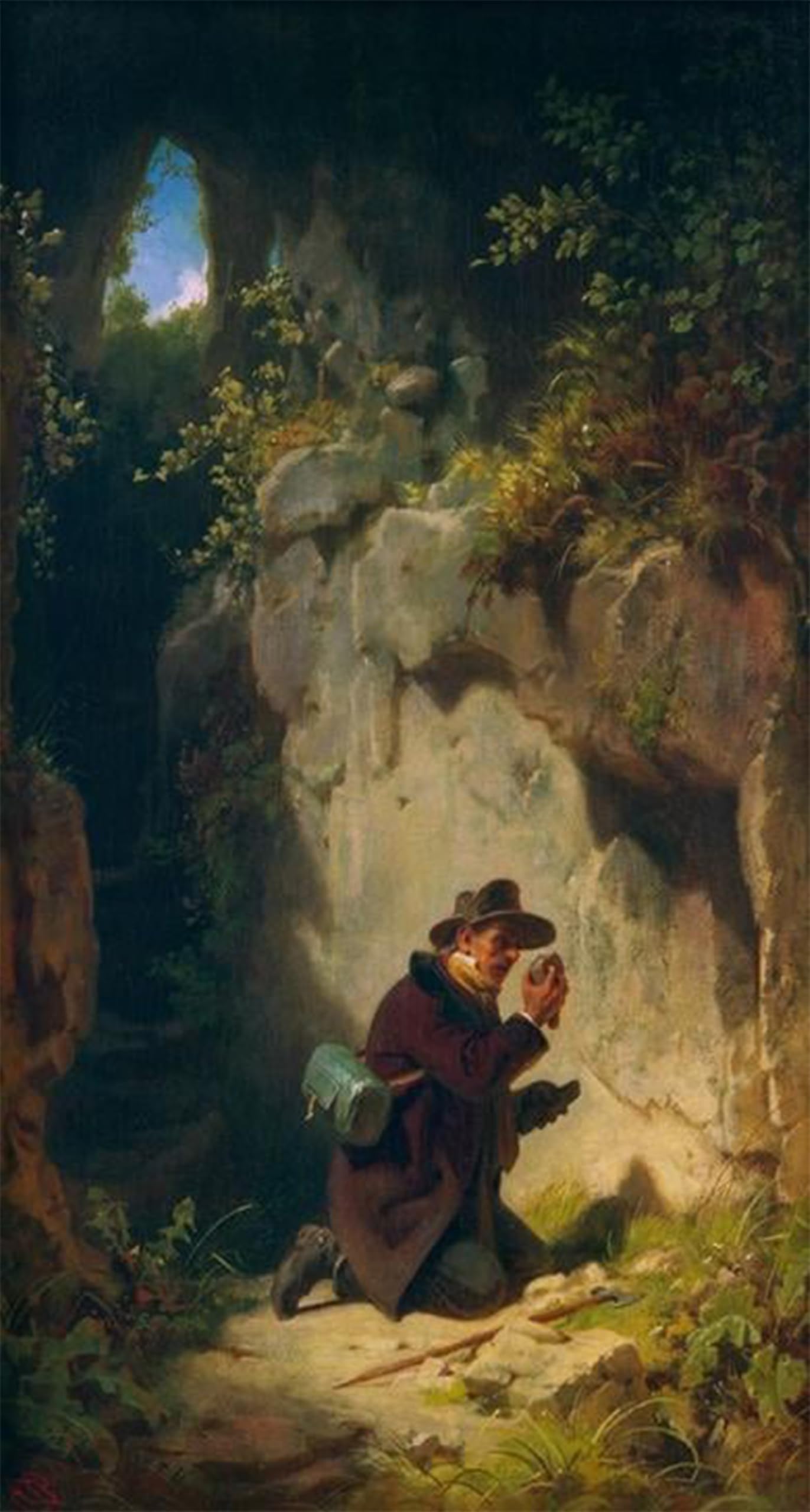 ARTXLXXBN Famous Print Painting Colorful Art Print The geologist by Carl Spitzweg Canvas Art Decorations for Home Decor 60x90cm