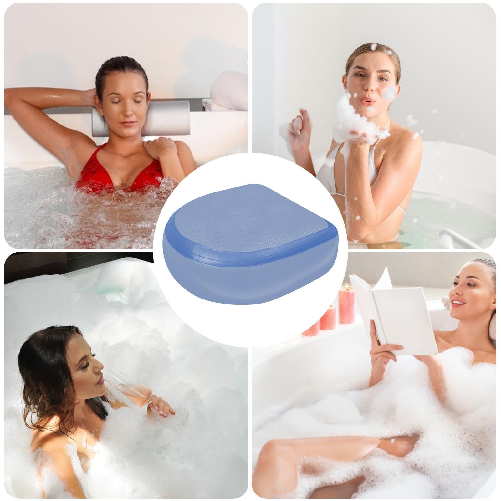 Seggiolino Per Vasca Idromassaggio - Cuscino Rialzato Antiscivolo Blu - Foto 12