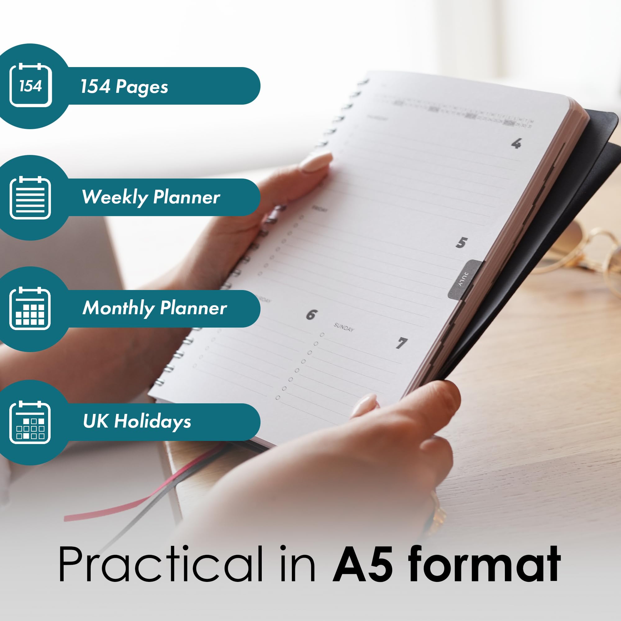 2026 Diary Week to View, A5 Dated Planner, Minimalist Weekly & Daily Planner Inspires Productivity, A5 Week To View, Home - Image 3