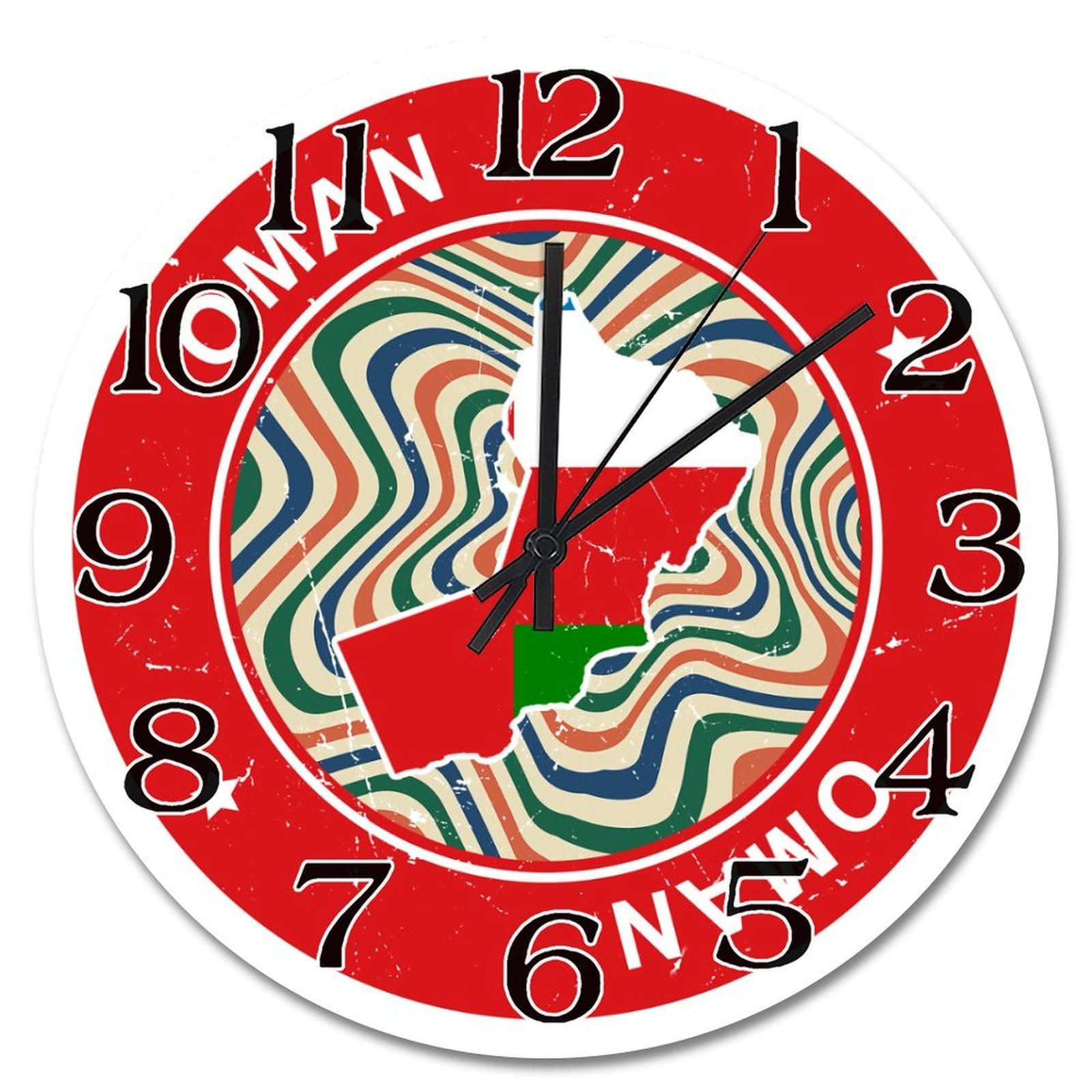 Horloge murale Oman vintage 38,1 cm : grande pendule à piles silencieuse et colorée