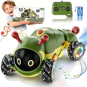 Kssvzz Remote Control Cars for Kids, 2.4GHz RC Caterpillar Monster Truck with Music, Spray & Light Show RC Crawling Car, Interactive Insect Robot Boys Girls Toys Xmas Gift for Age 3 4 5 6 7 8 9 10+
