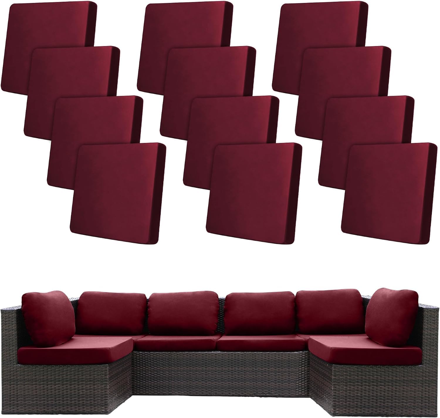 12 Pcs Outdoor Cushion Covers, Patio Sofa Cushion Covers Replacement