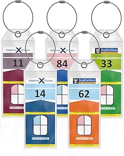 Cruise Luggage Tag Holders Slim (5 Pack) Clear Waterproof PVC Tag Holder with Zip Seal & Steel Loops - Travel Vacation Accessories - Cruise Necessities - Celebrity Cruise - Royal Caribbean