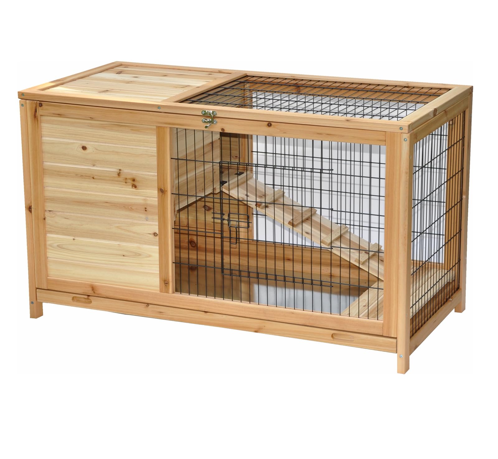 nanook Cage pour Hamster Cage pour Cochon d'Inde - Naturelle - 100 x 50 x 62 cm - verrouillable - avec Toit et Ouverture Frontale