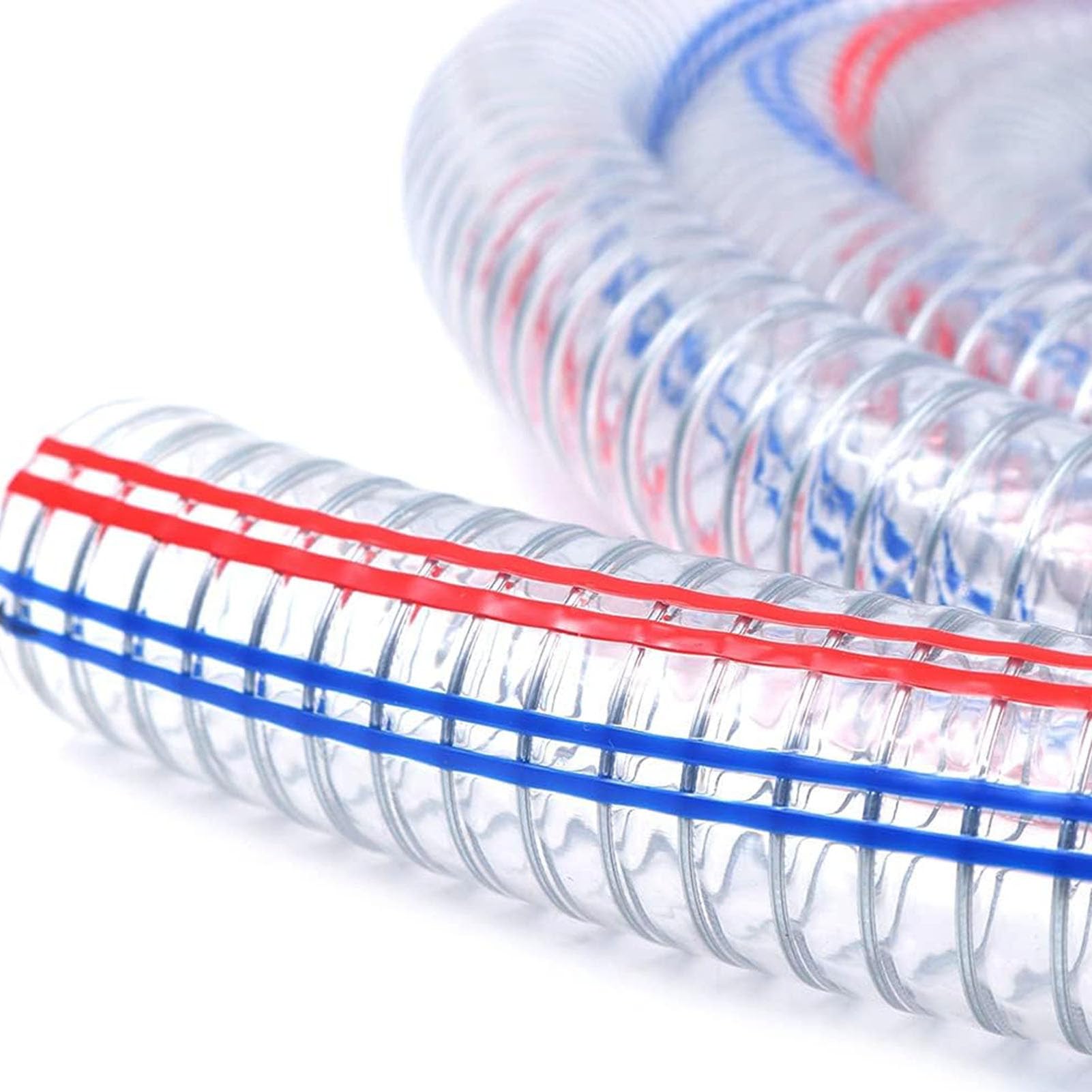 PVC-Stahldrahtverstärkter transparenter Schlauch | 34–38 mm ID, 3 mm Wand, 10 m, for Bootsentwässerung: PVC-Stahldrahtschlauch