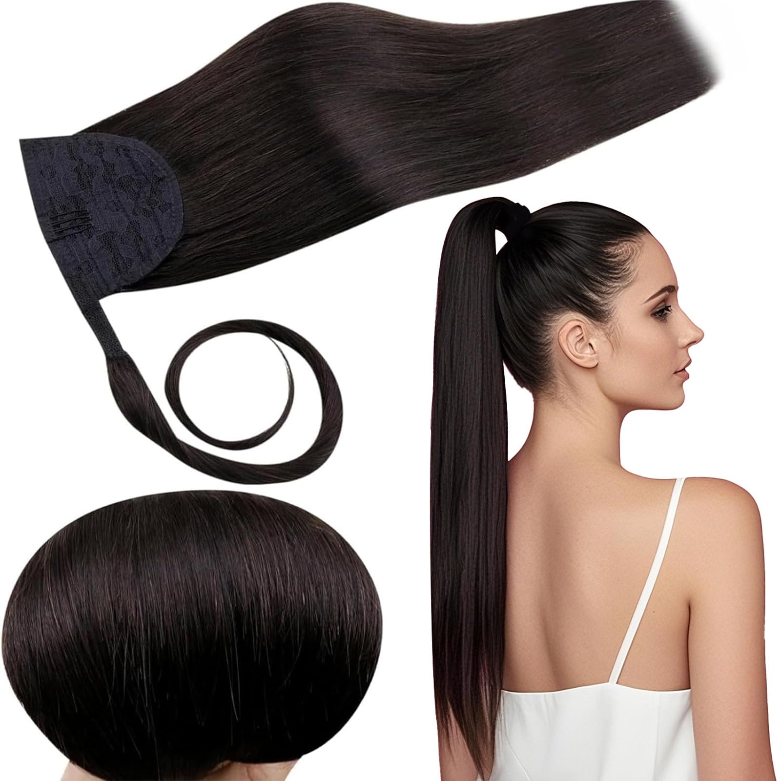 RUNATURE Echthaar Zopf Echte Haare Ponytail Extensions Echthaar Haar Pferdeschwanz Extensions Echthaar