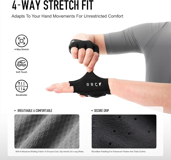 Guantes para ciclismo GRC para hombre y mujer, dedo corto miniatura 4