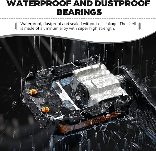 Miniatura 8 de KOOTU Pedales de bicicleta con tiras reflectantes, pedales universales de bicicleta de montaña de 916 pulgadas, pedales de bicicleta de aleación de