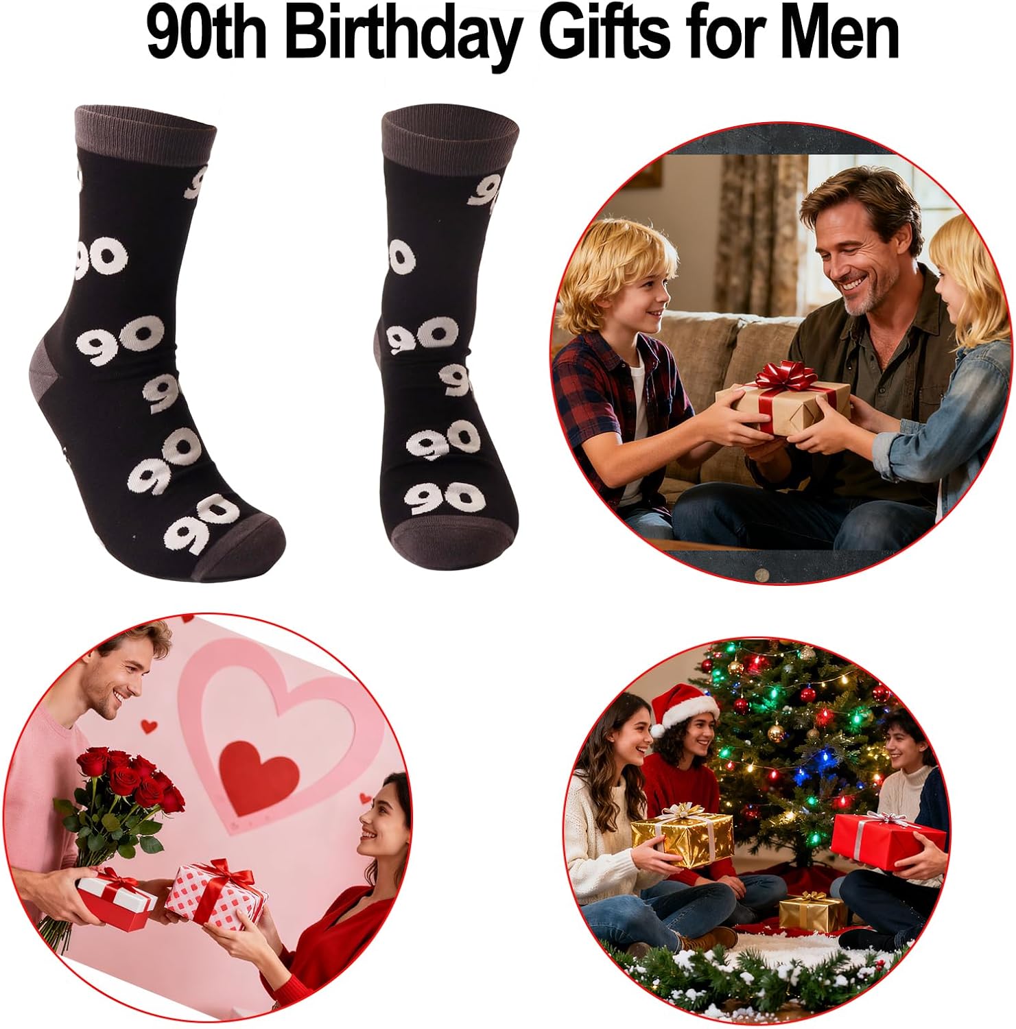 90th Birthday Gifts for Him Men, Stitch Funny 1936 90 Year Old Decoration Socks for Dad Husband Father Daddy, Unique Fun Novelty and Gag 90th Anniversary Ideas for Christmas Fathers Day - Image 6