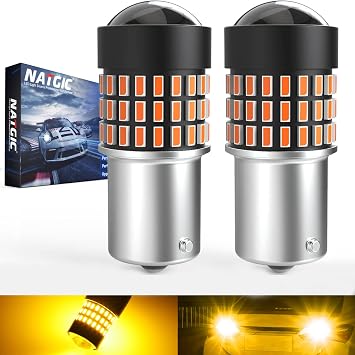 1156 BA15S 1095 7506 LED Bulbs 1800LM 3014SMD 78-EX Chipsets with Lens Projector for Turn Signal Lights, Side Marker Lights, Turn Blinker Lights, Backup lights, 12-24V, Amber Pack of 2