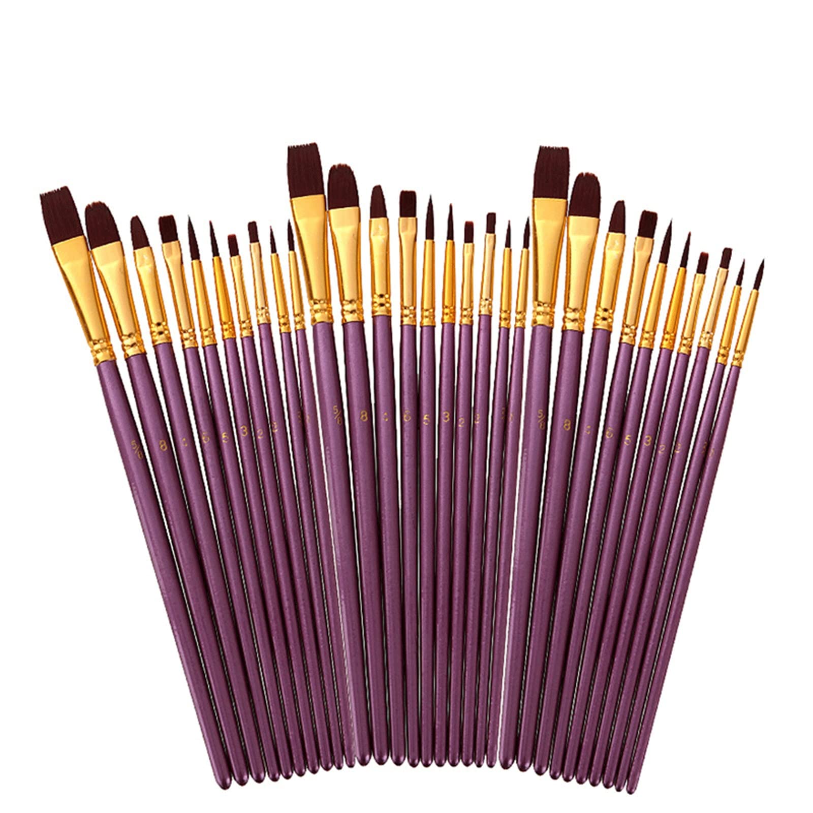 Sjdopulse Purple. The Multi-Purpose Brushes Acrylic Paint Brushes Set, 30Pcs Artist Paintbrushes For Acrylic Painting Oil Watercolor Canvas Boards Rock Body Face Nail Art