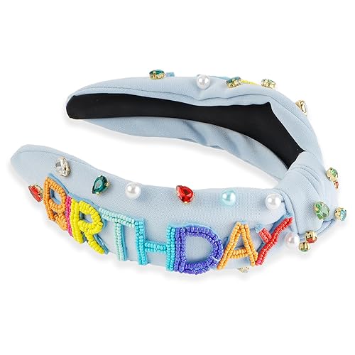 Miniatura 3 de Diadema de cumpleaños Queen para mujeres y niñas, regalos de cumpleaños para mujeres, diadema anudada con cuentas de colores para mujeres, diadema