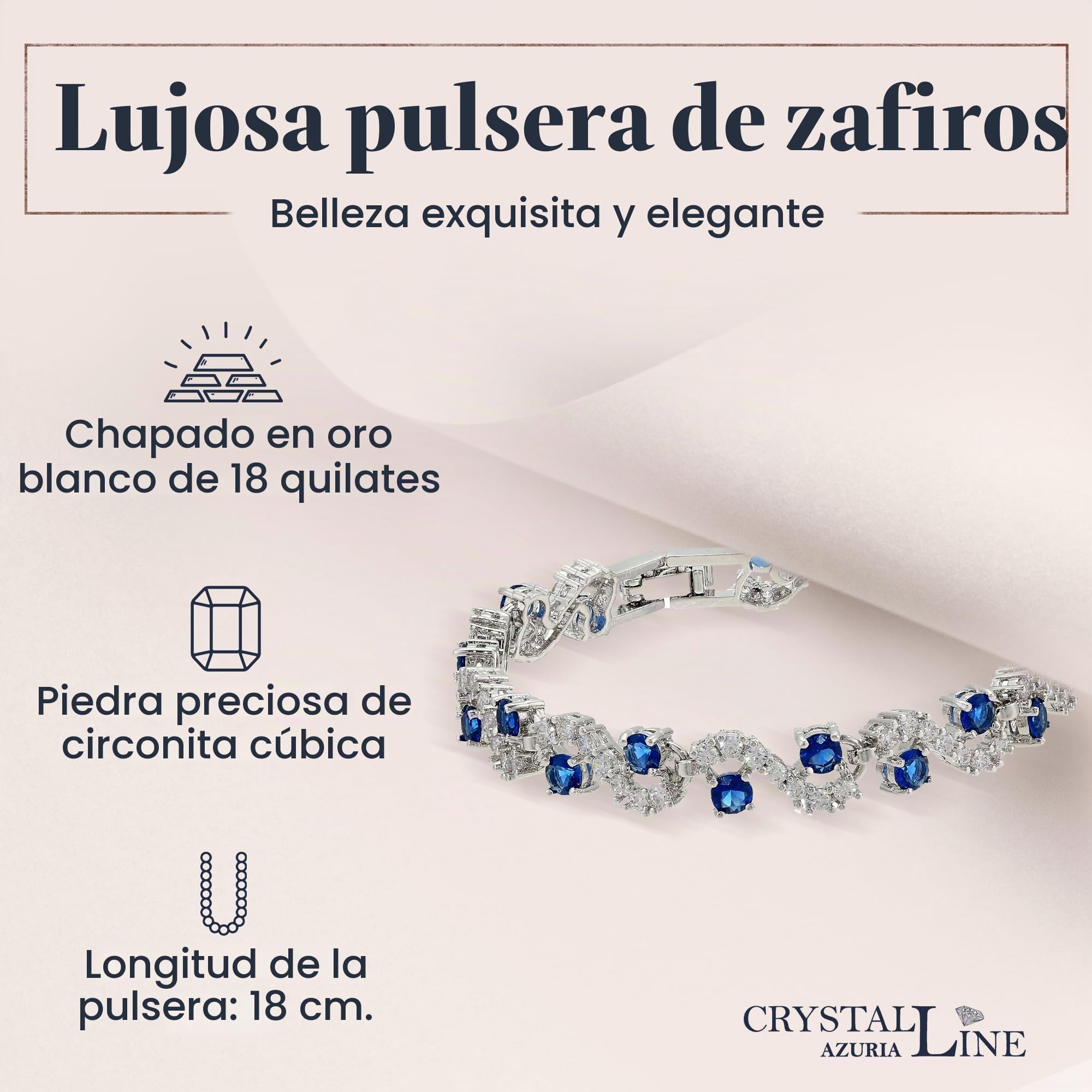 Cristalline Azuria 18ct Chapado en Oro Blanco o Amarillo Tennis Pulsera Zirconia Cúbica Cristales con Caja para Mujeres y Niñas