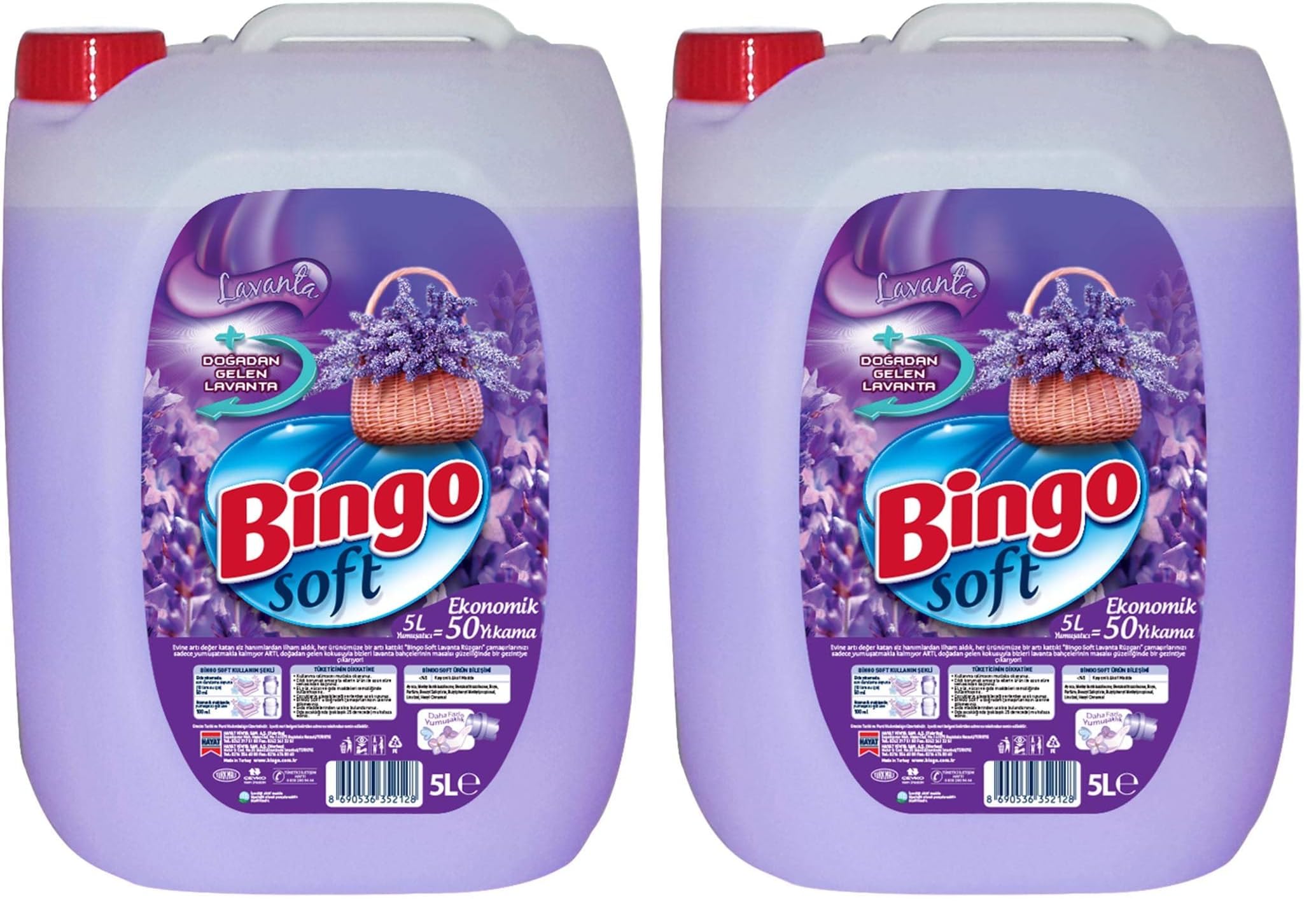 Bingo Soft Lavanta 50 Yıkama Sıvı Çamaşır Yumuşatıcısı (1 x 5000 mL) (2 paketi)