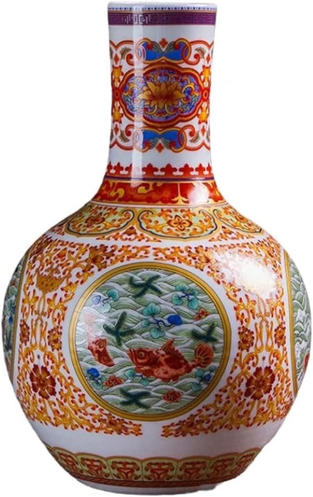 Vase en céramique chinoise antique en porcelaine fait main pour salon