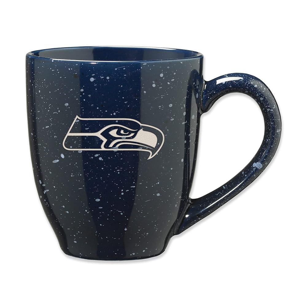 Rico Industries NFL Football Seattle Seahawks Primary 16 oz Team Color Laser Engraved Ceramic Coffee Mug