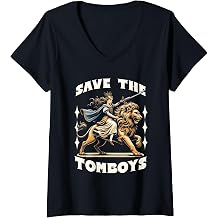 Womens Save The Tomboys V-Neck T-Shirt