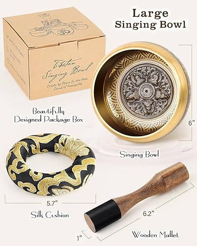 Miniatura 17 de Cuencos tibetanos para meditación, auténticos cuencos de sonido hechos a mano en Nepal para yoga, curación de chakras, atención plena, cuidado