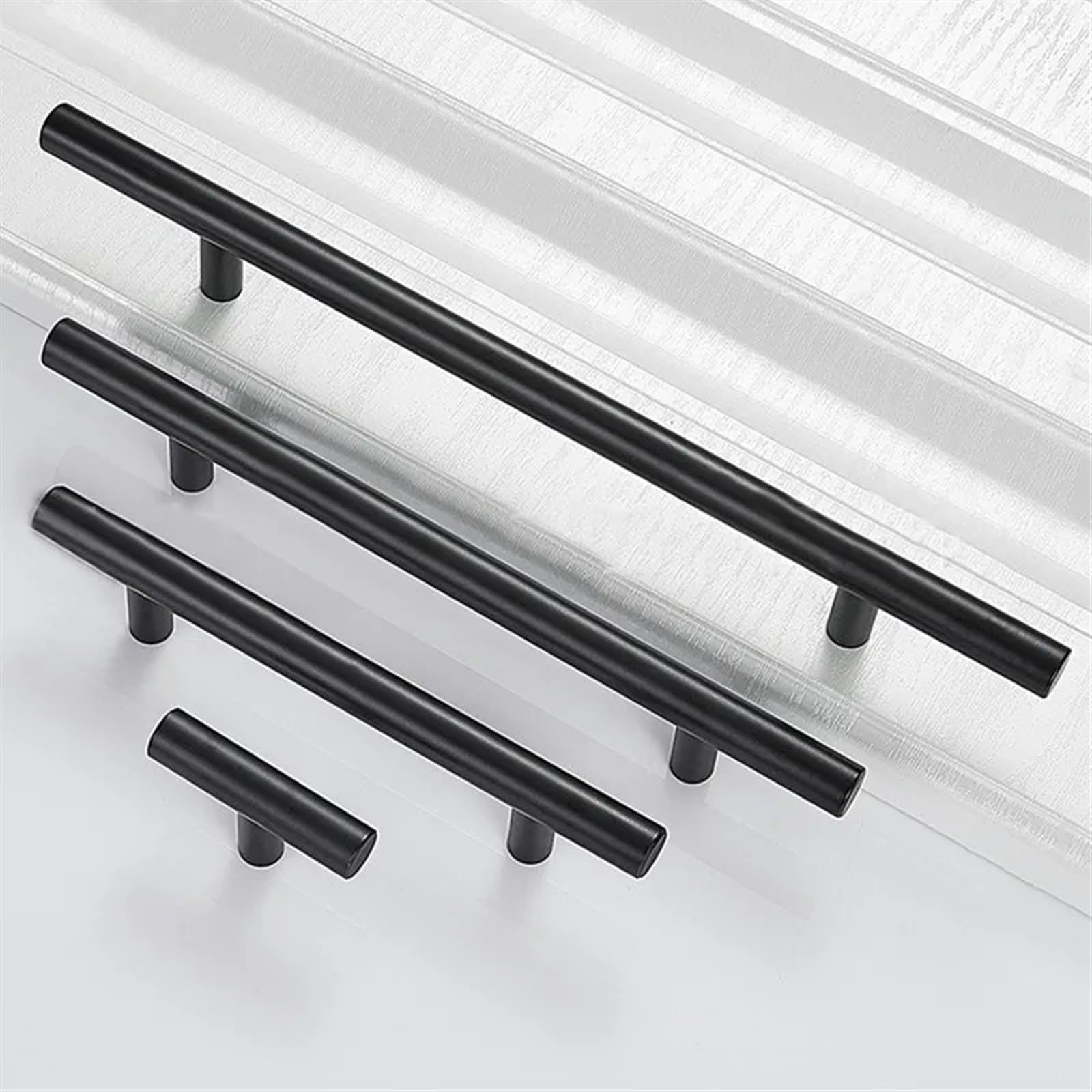 Poignée de cuisine en acier inoxydable noir mat 10mm bouton de meuble T bar chic