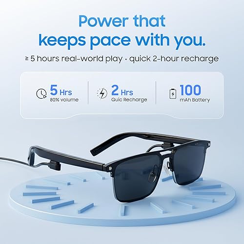 Miniatura 9 de LIMU Gafas inteligentes Gen 5, gafas AI con intérprete de IA en tiempo real – Gafas Bluetooth de oreja abierta con altavoces, construcción de