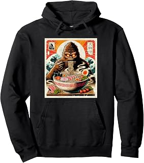 Bigfoot Ramen Japanese Funny Graphic Tees Kawaii Bigfoot Pullover Hoodie