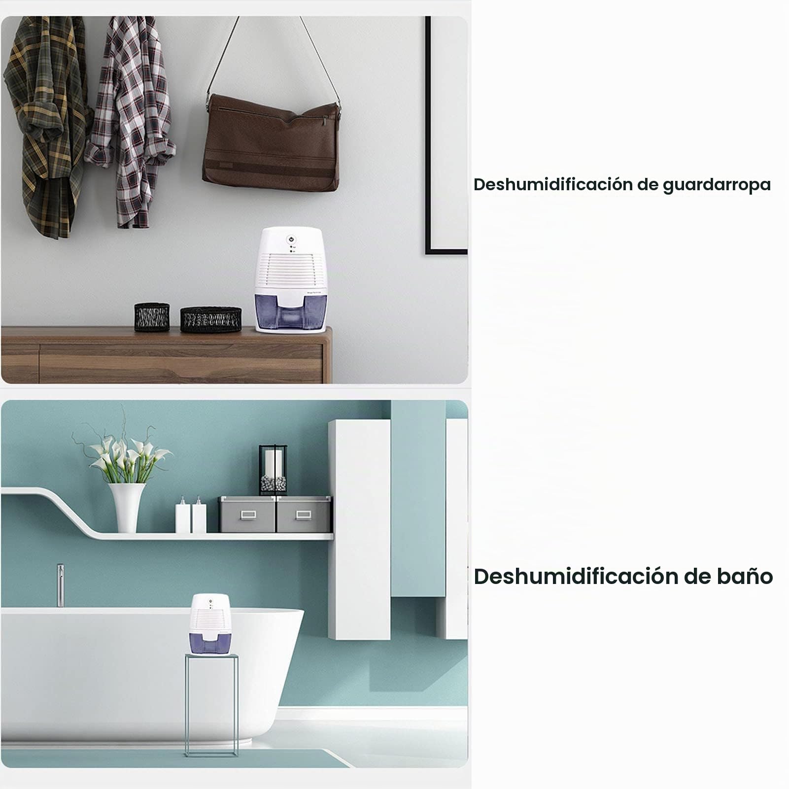 Mini Deshumidificador USB, Secador De Aire Silencioso Portátil para Alta Humedad en Hogar, Baño, Dormitorio, Cocina, Sótanos y Caravana