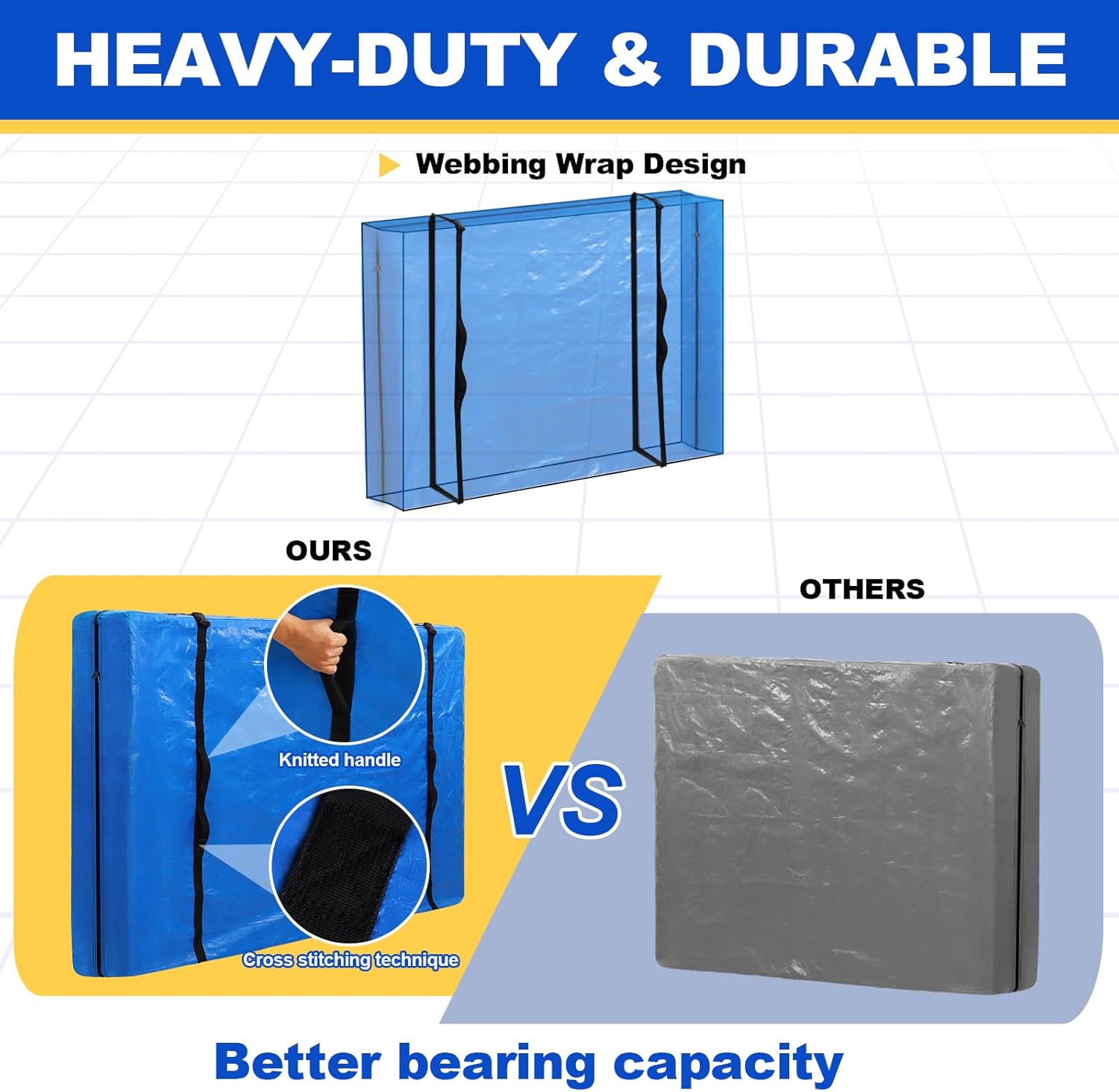 TICONN Mattress Bag for Moving Storage(Full) + Mattress Bags for Moving(Full), Pack of 2