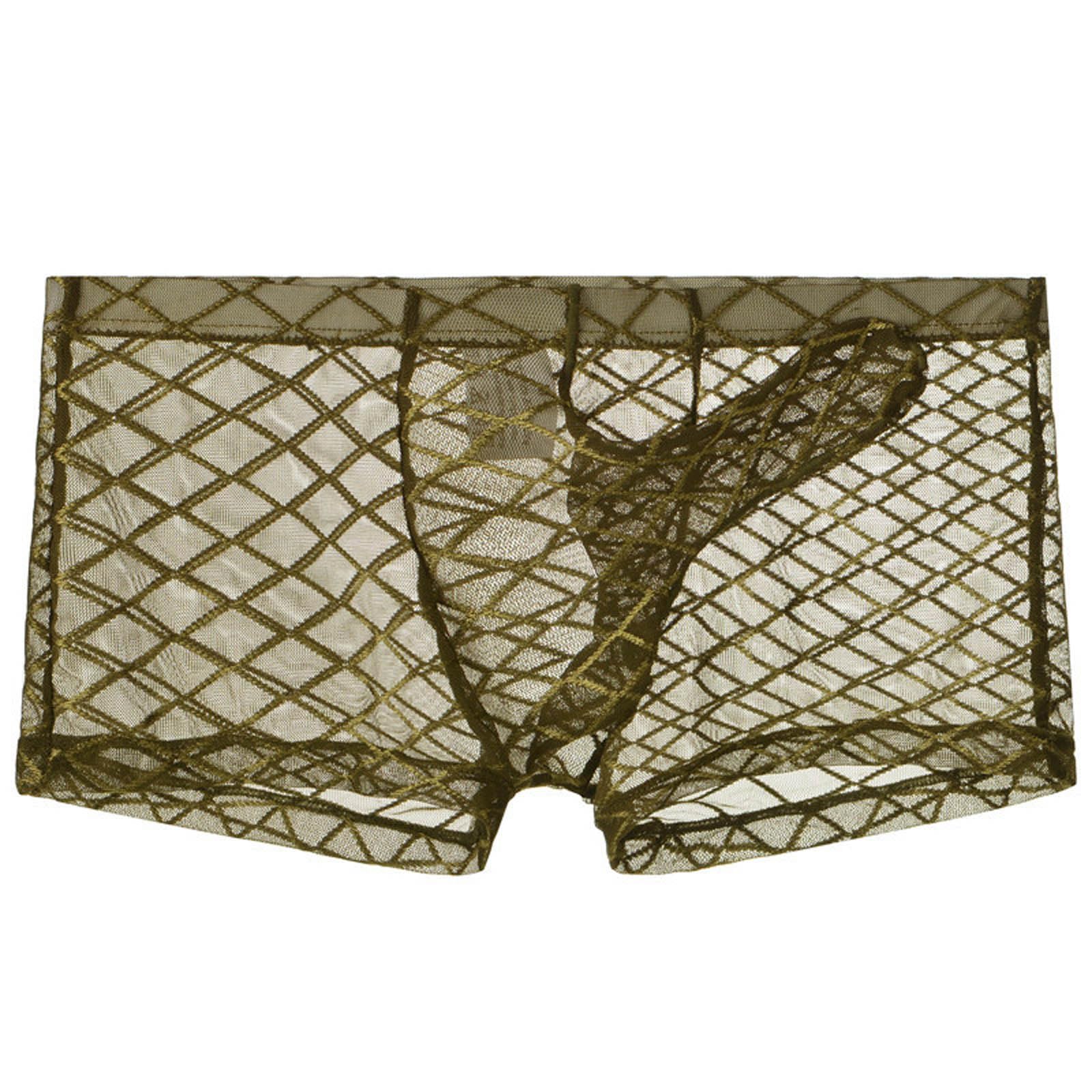 Mesh Underwear Men Bulge Enhancing Underwear Elephant Trunk See Through Separate Pouch Sexy Breathable Boxer Briefs