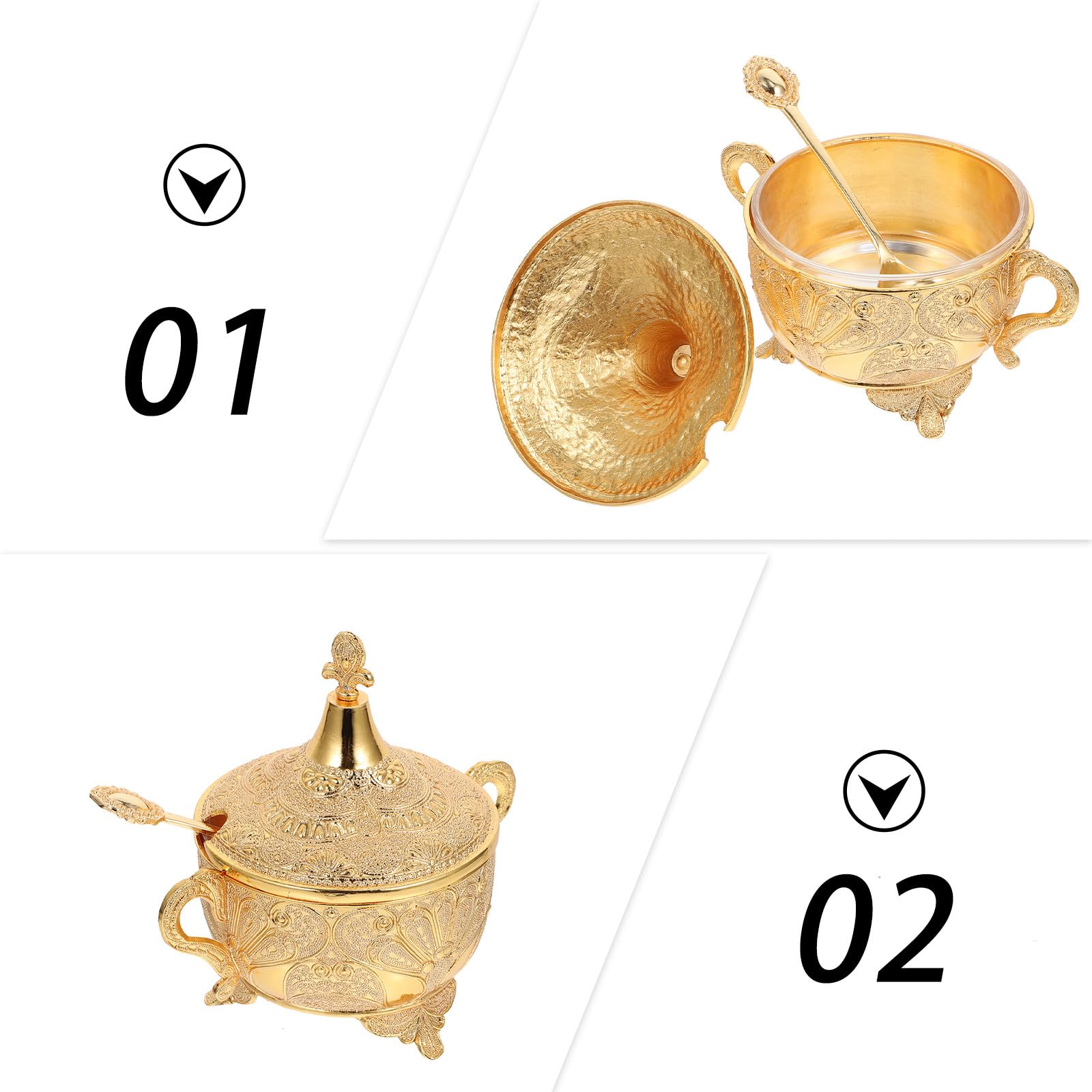 HOMSFOU Goldene Gewürzdose aus Zinklegierung mit Geschnitzter Optik | Rostfrei und Verschleißfest, für Pfeffer und Gewürze, für Haus und Küche