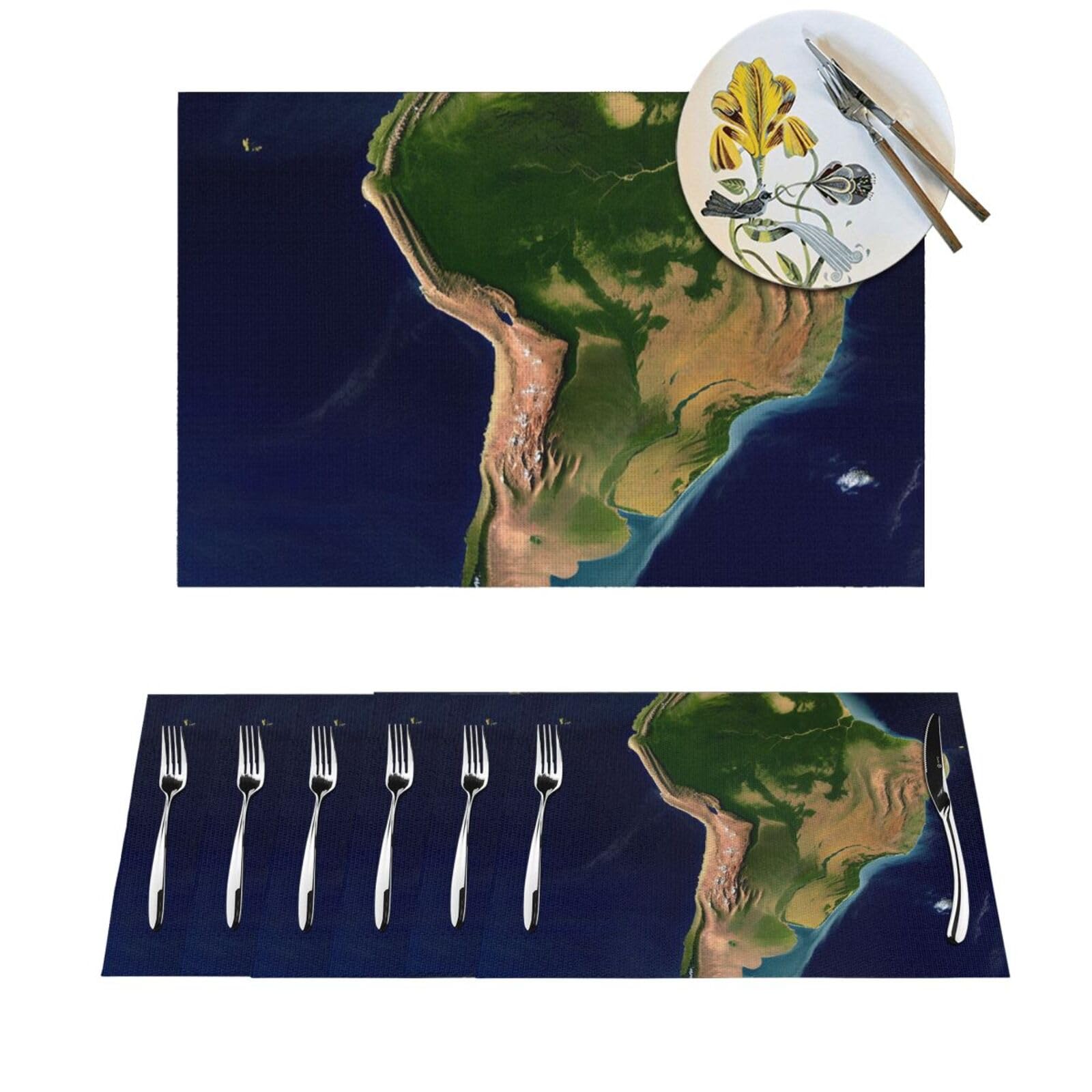 Lot de 6 sets de table en PVC motif Amérique du Sud tapis lavables antidérapants pour salle à manger