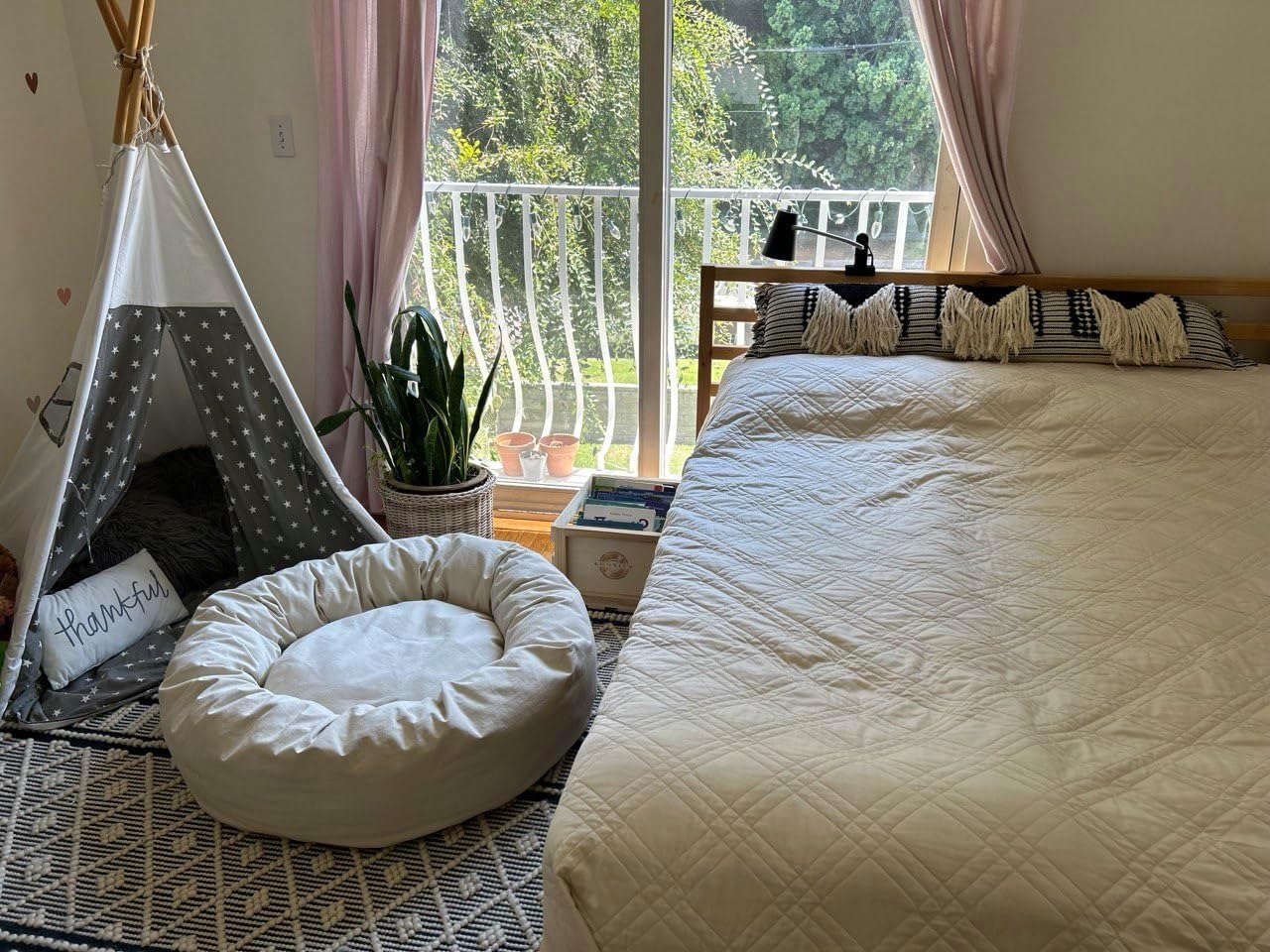 Organic Cotton Canvas Dog Bed: Removable Cover, Natural Fill - Made in USA (Natural, Small 24" x 7" inches)