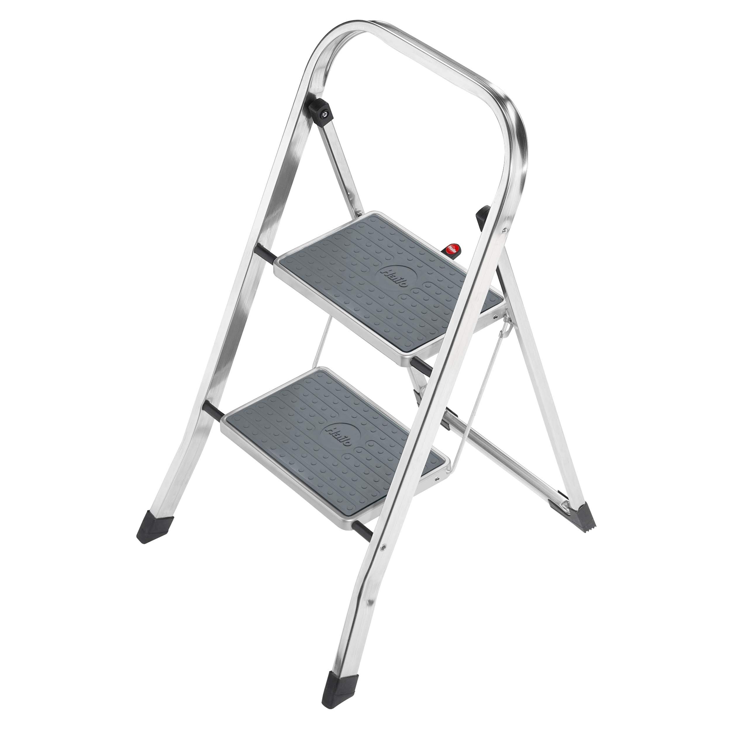 Escabeau Hailo 2 marches pliable petit marchepied de sécurité avec rampe