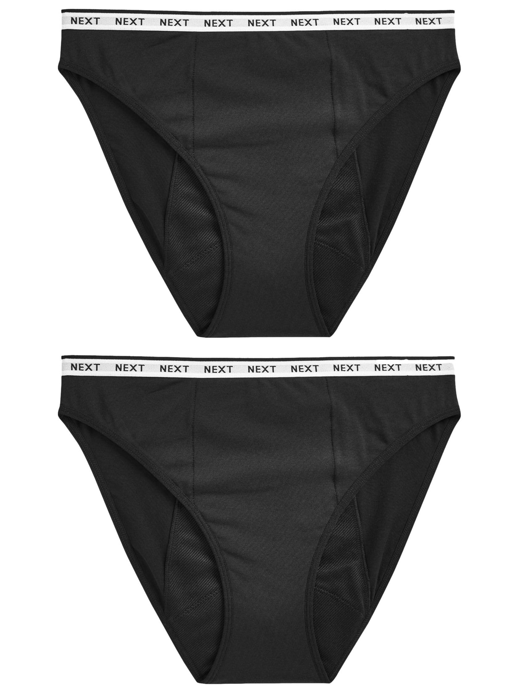 NEXT Mujeres Pack de 2 Braguitas menstruales para Flujo abundante de Pernera Alta Negro 44