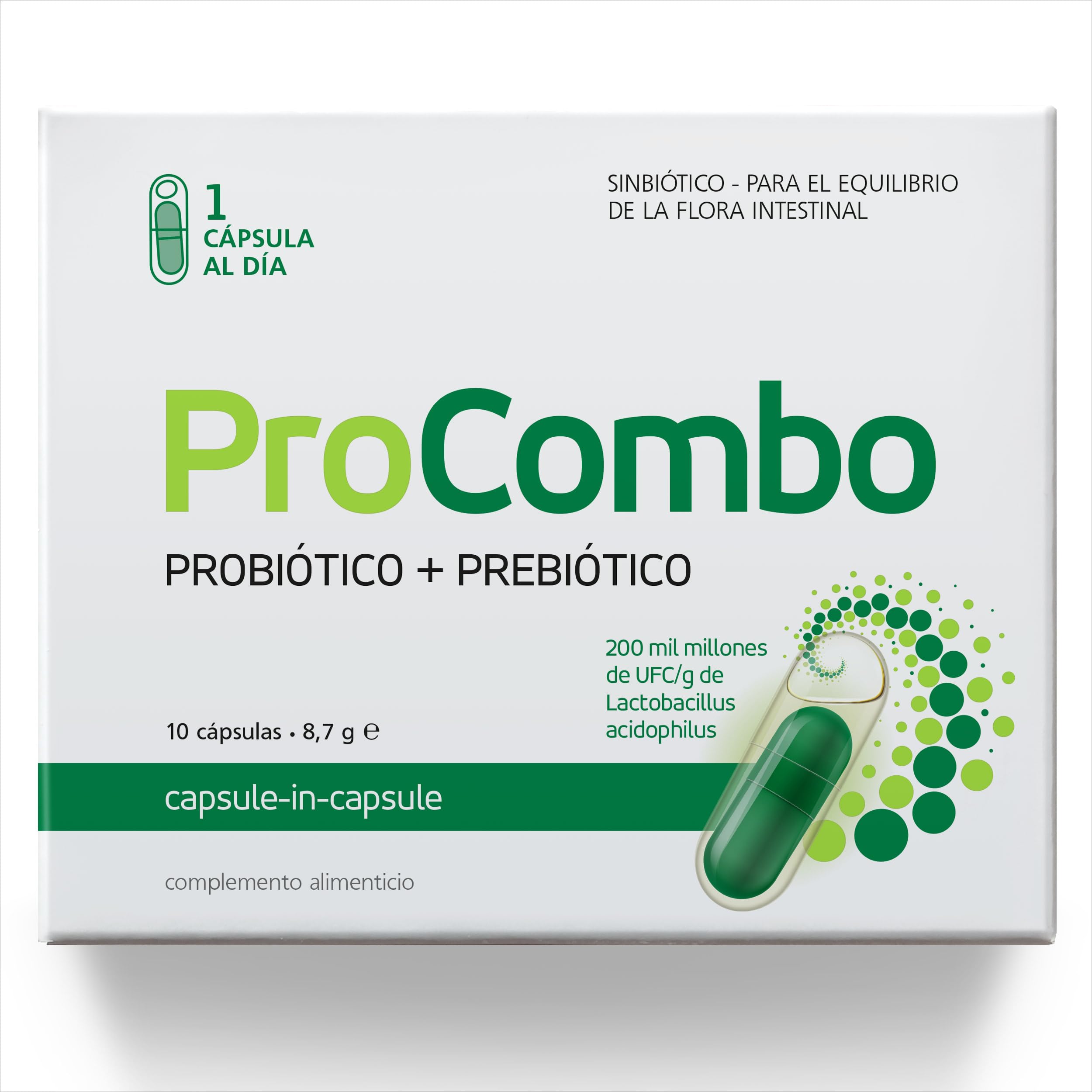 ProCombo Prebiótico y Probiótico para la Salud Intestinal 200 mil millones de UFC, 30 cápsulas (Pack de 3 unidades)