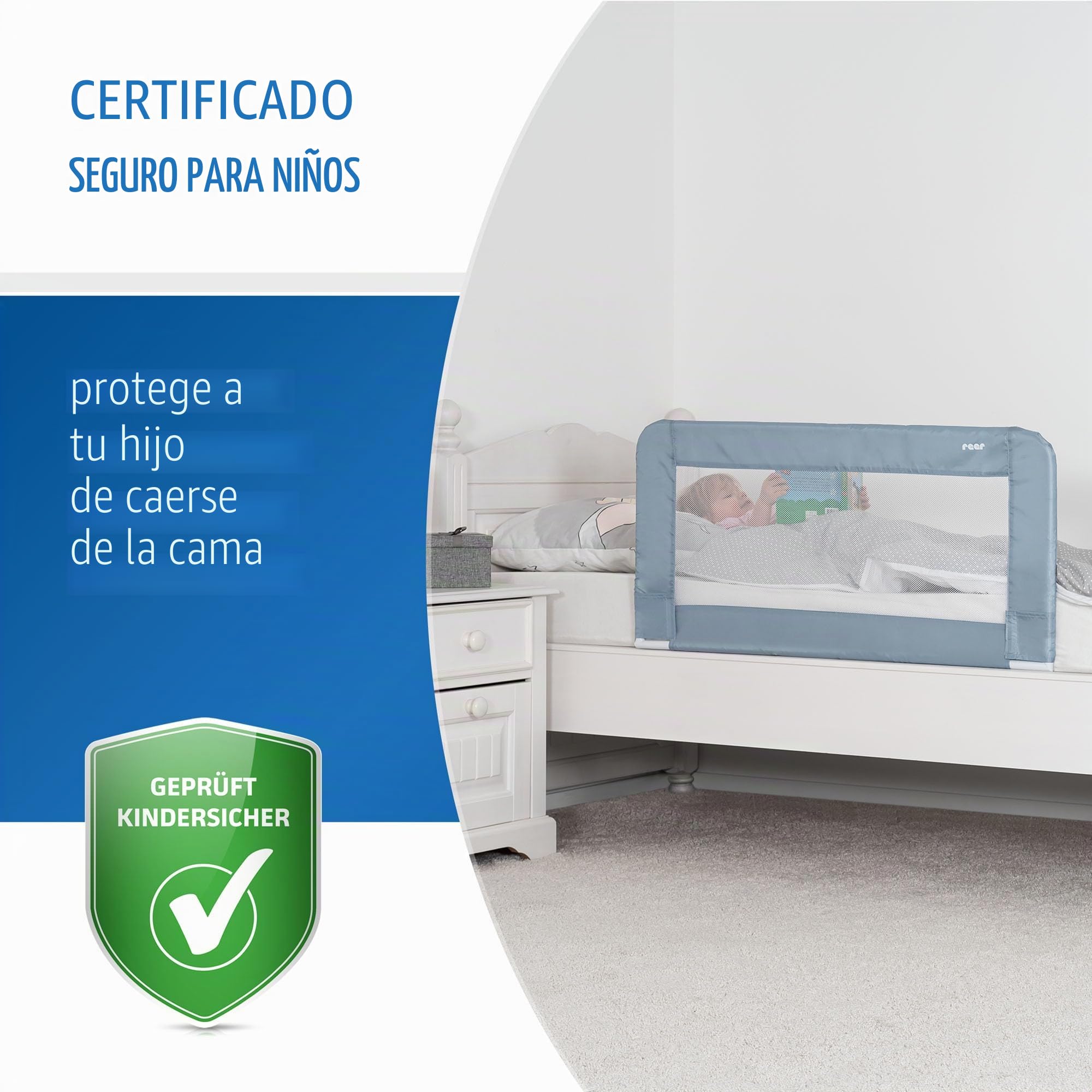 reer Sleep'n Keep | 150 cm de Longitud | protección anticaídas | para Cuna | Color Azul