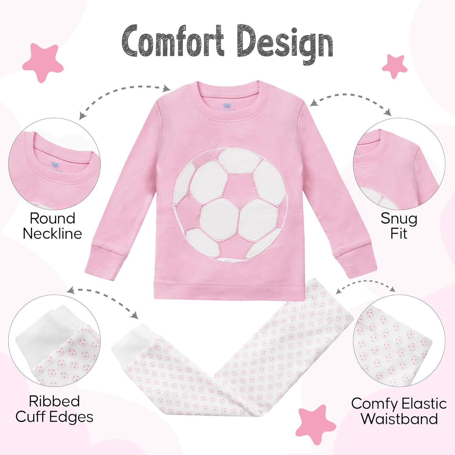 2 Piece Tag Free Pjs for Girls - 100% Cotton Pajamas Set - Kids Winter Pajama - Snug Fit Girl Sleepwear (12M-8Y) - Image 4