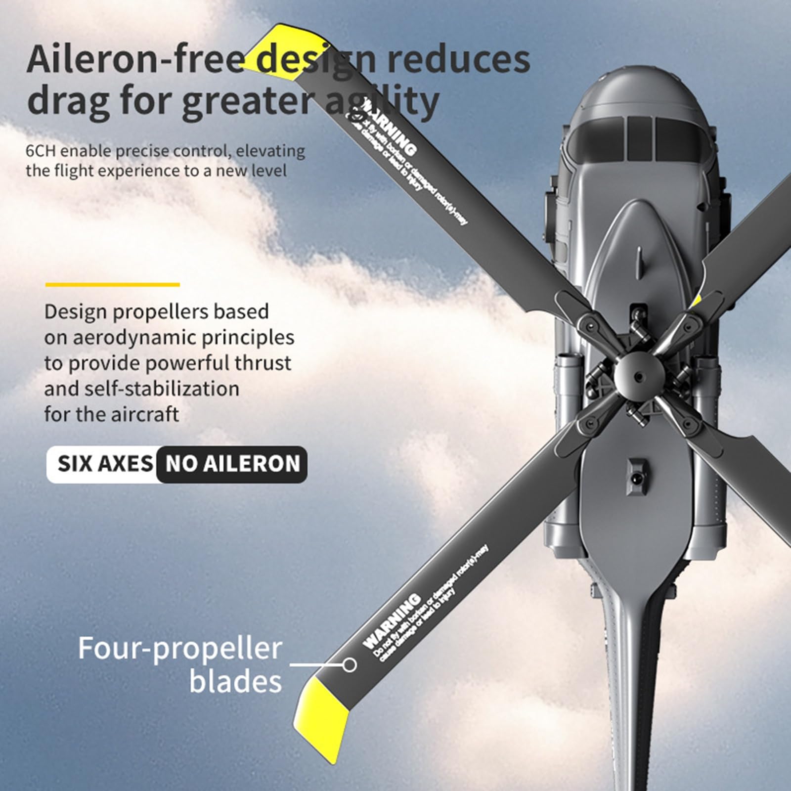 Elicottero radiocomandato K200 UH-60 per Black-Hawk radiocomando brushless a 6 canali, giroscopio a 6 assi velivolo militare con 3 velocità e posizionamento ottico Regalo(Silver)