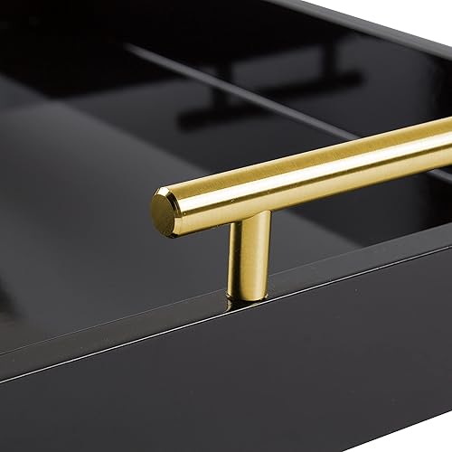 Miniatura 5 de Kate and Laurel Lipton - Bandeja decorativa moderna rectangular 16.5 x 12.25 negro y oro elegante bandeja de servicio para almacenamiento