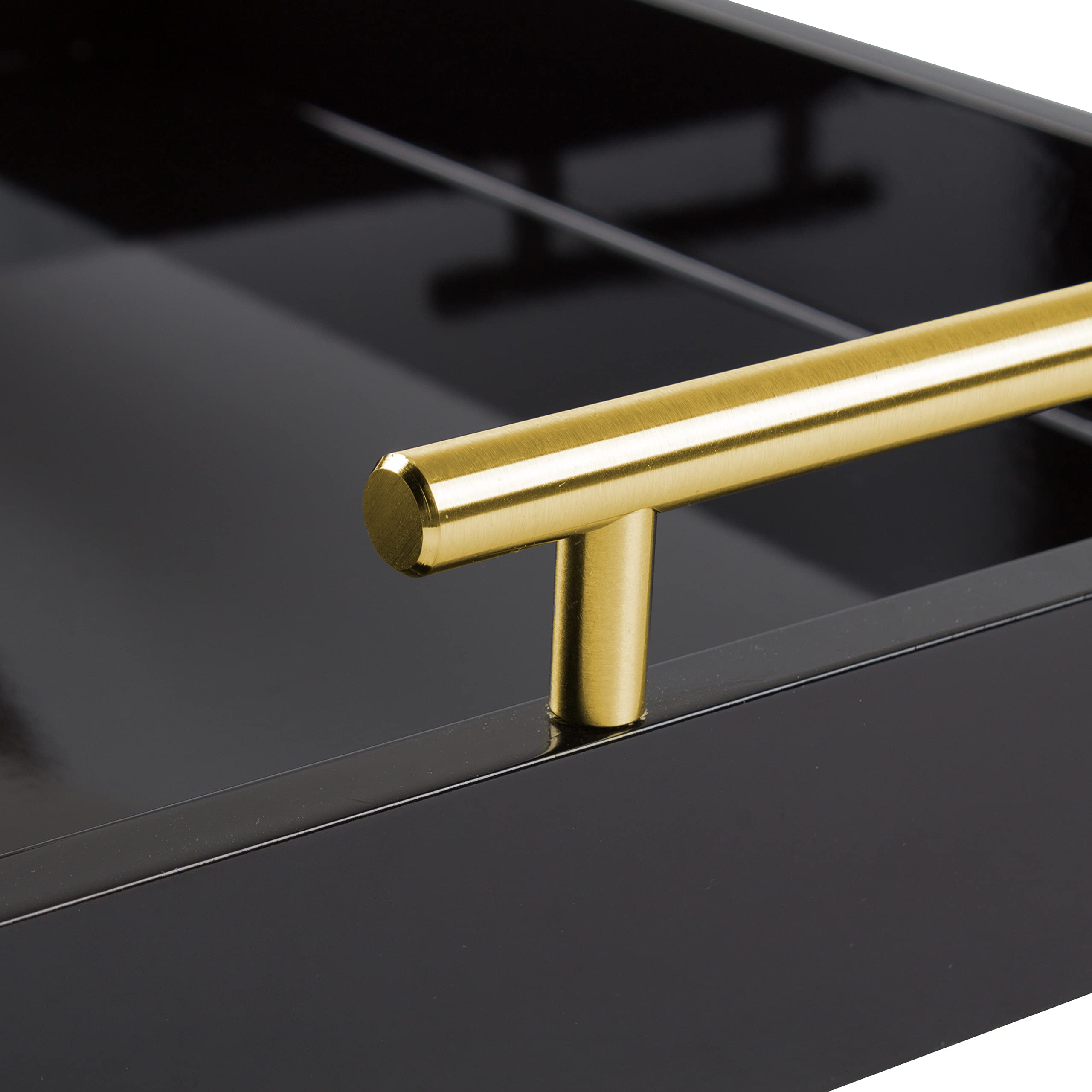 Kate and Laurel Lipton Decorative Modern Rectangular Tray, 16.5 x 12.25, Black and Gold, Chic Serving Tray for Storage, Organization, and Display