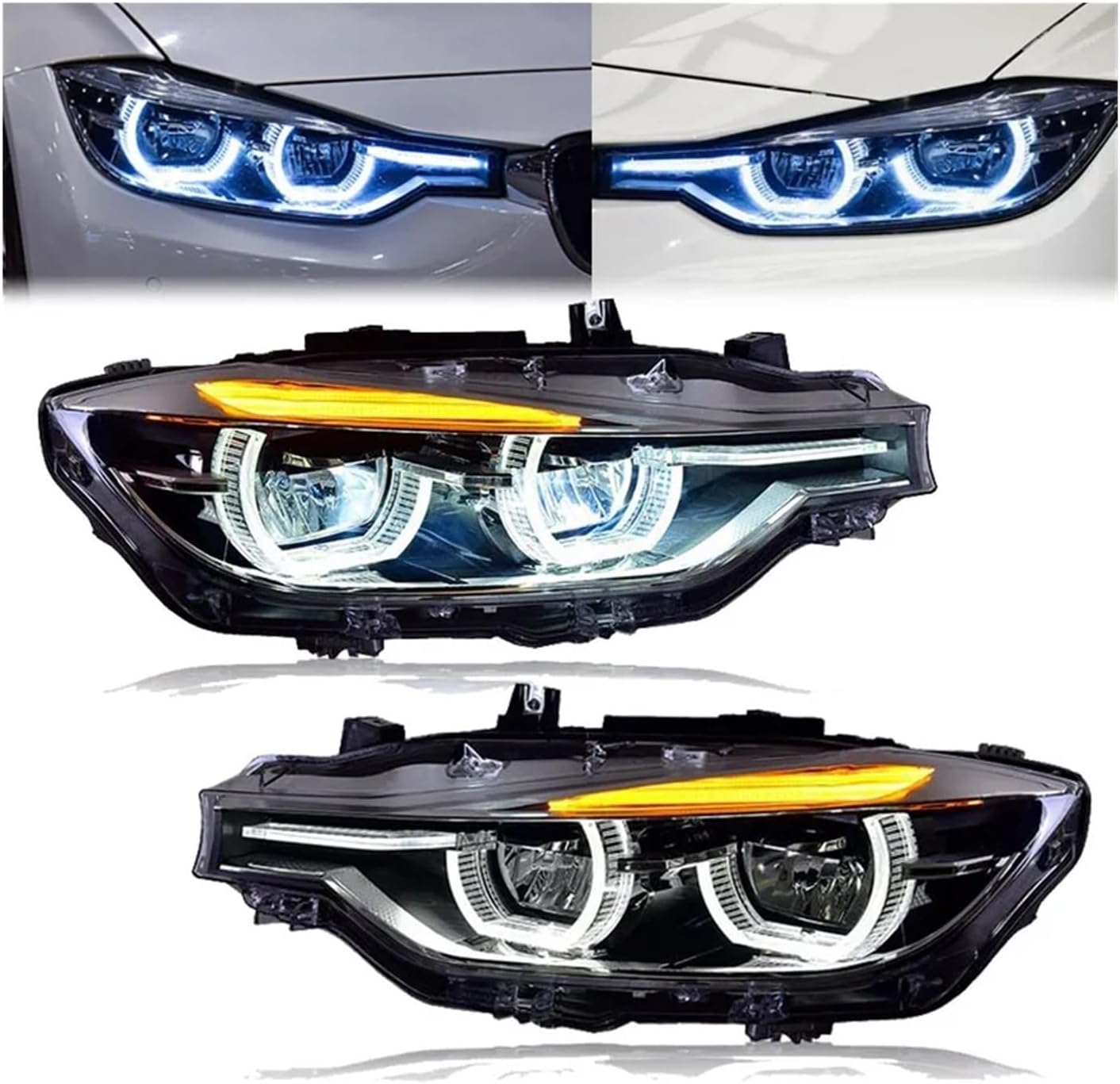 Automobile Lights Compatible For 3 Series 13-19 F30 F35 F80 LED Dynamic Headlights DRL Halo Angel Eyes Projector Lens Accessories