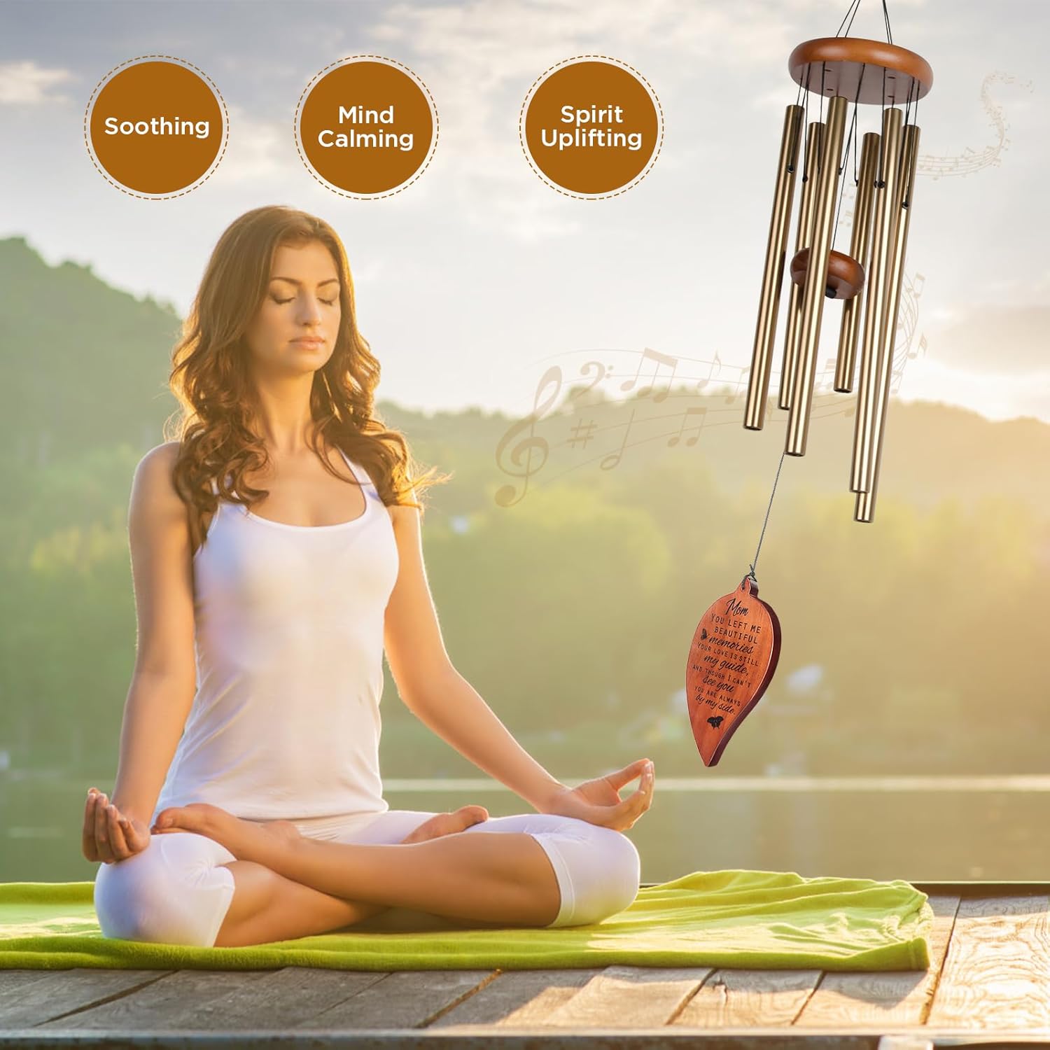 Sympathy Gifts for Loss of Mom 32" Memorial Wind Chimes for Loss of Mother Bereavement Condolence Gifts Sympathy Windchimes in Memory of Mother Mom Memorial Wind Chime with Cardinal Card