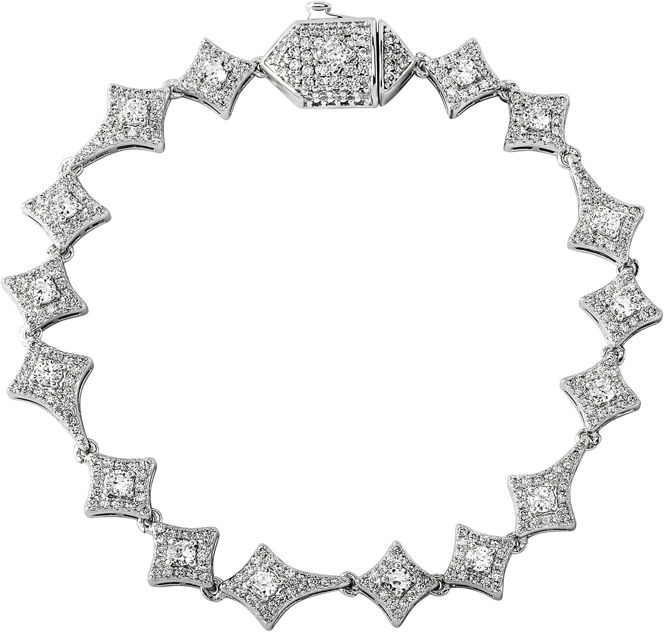 14K Gold Over 925 Silver Square-Shaped Star Moissanite Bracelet, Hip-Hop Tennis Bracelet Design, Unique for Hip-Hop Enthusiasts or Special Celebrations,Dad Gifts