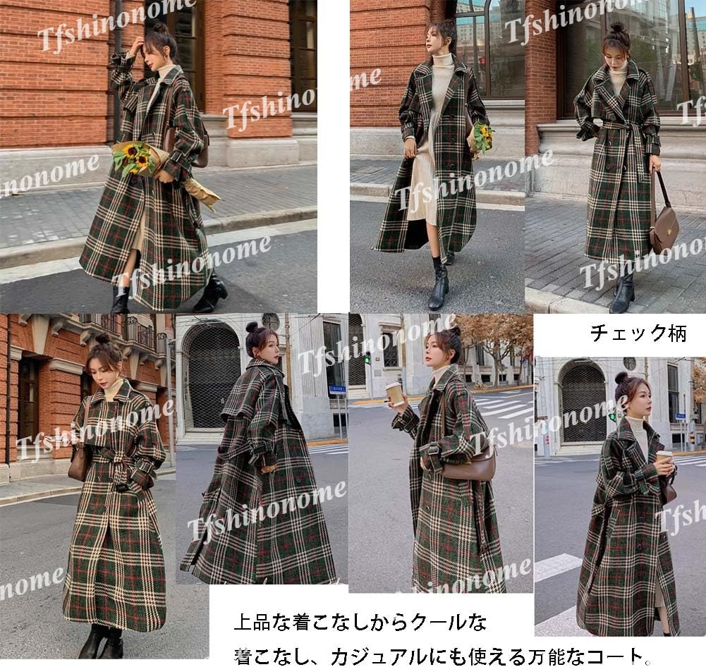 [Tfshinonome] チェスターコート レディース チェック ロングコート コクーンコート 小さいサイズ 大きいサイズ 超ロン