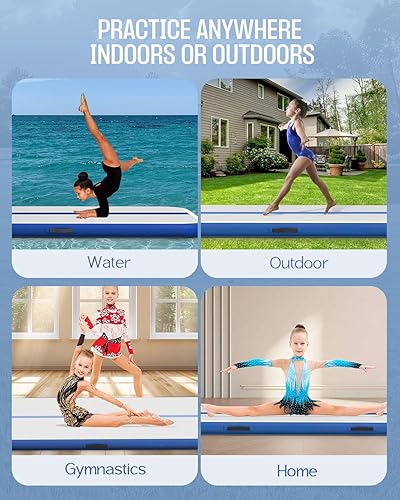 Miniatura 8 de Inflatable Gymnastics Mat 10ft 13ft 16ft, 4 inches Thickness Gymnastic Mats with Electric Pump and Carry Bag for Kids Home Use Outdoor Training Yoga