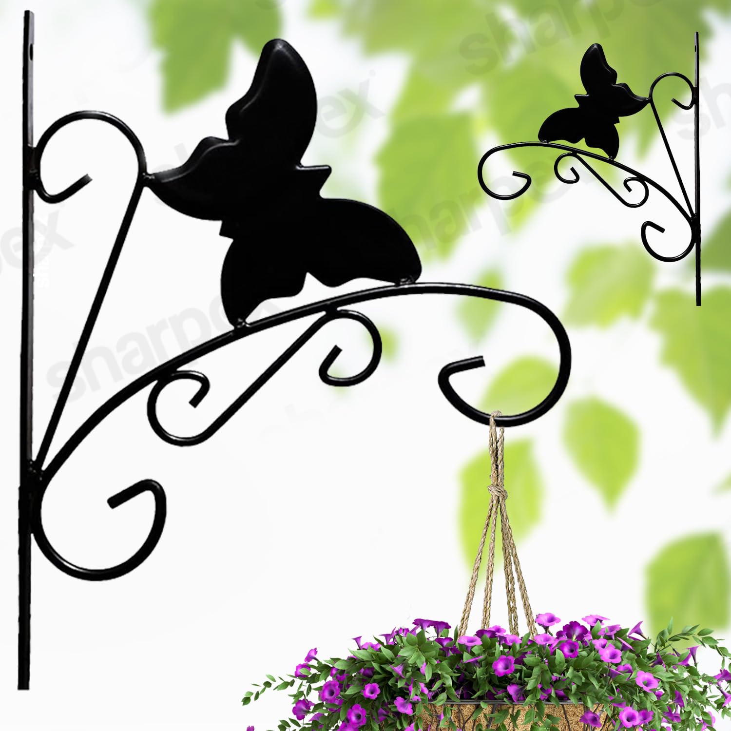 Sharpex Wall Mounted Metal Bracket | Decorative Wall Hook Plant Hanger for Hanging Pots, Bird Feeders, Flower Baskets, Planters, Lanterns, Lamps, and Wind Chimes for Indoor/Outdoor Use (Black, 2 Pc) (B07S3MNTJM) Amazon Price History, Amazon Price Tracker