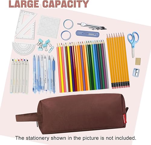 Miniatura 56 de Fmeida Estuche para lápices estético, bolsa de lápices de gran capacidad, estuche portátil para bolígrafos, oficina, papelería, bolsa de maquillaje