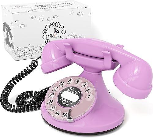 Cable FunkyFon de Opis Un Teléfono Fijo Vintage, El Teléfono Retro Verde para el Hogar y Teléfonos Antiguos en Rosa