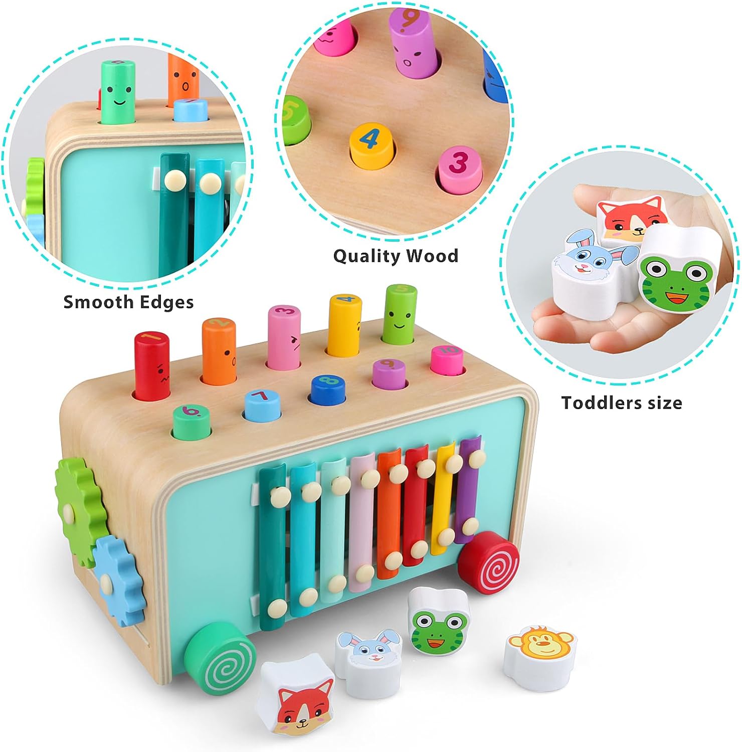 Montessori Baby Hammer Pounding Toy for Toddlers Boys Girls 2 3 4 Years Old, Educational Learning Toy Xylophone Color Shape Easter Basket Stuffers for Toddlers Valentine's Day Gift