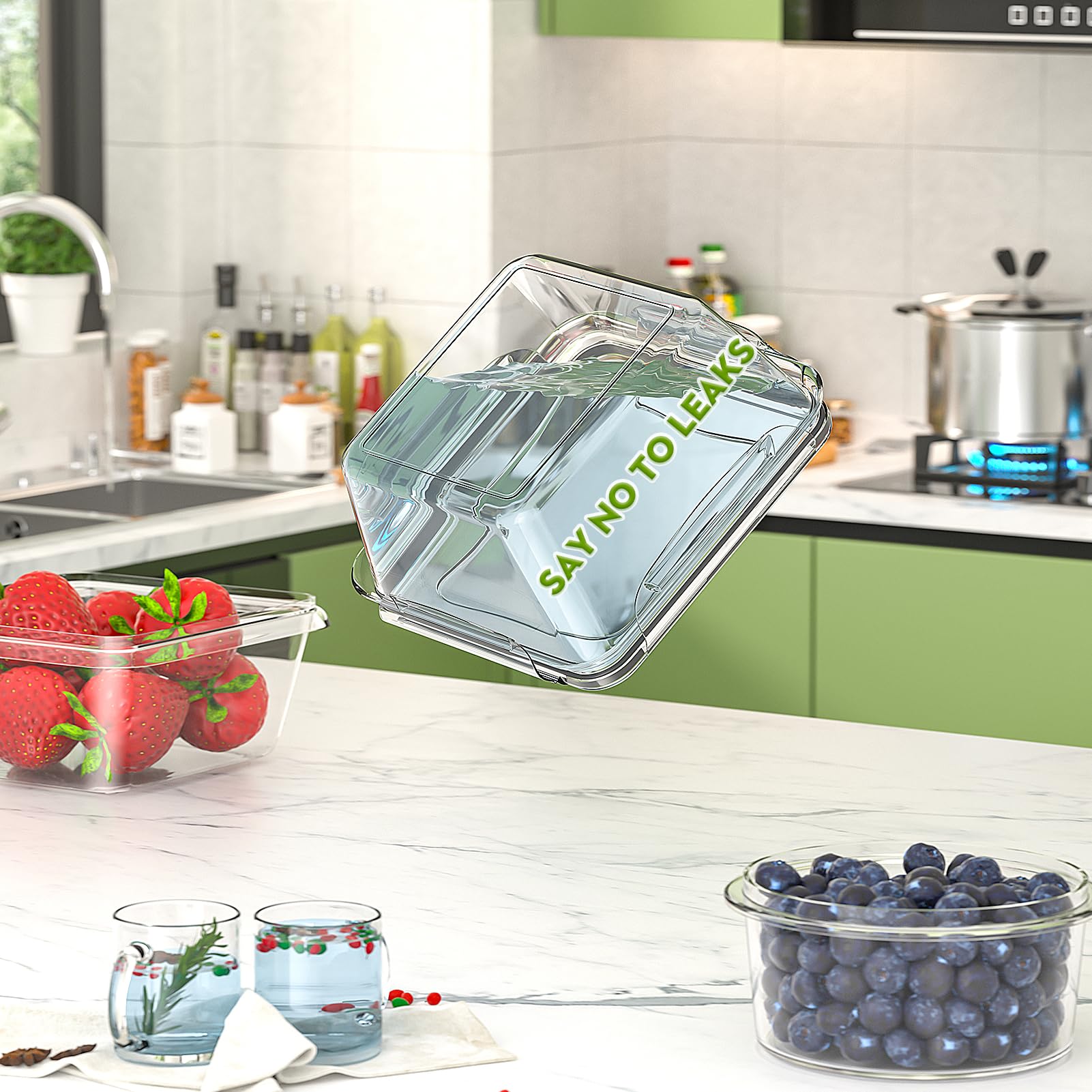 GoMaihe - Set di 13 contenitori salva freschezza rotondi con coperchio, ermetici, per uso alimentare, lavabili in lavastoviglie e adatti al congelatore e al forno a microonde, senza BPA