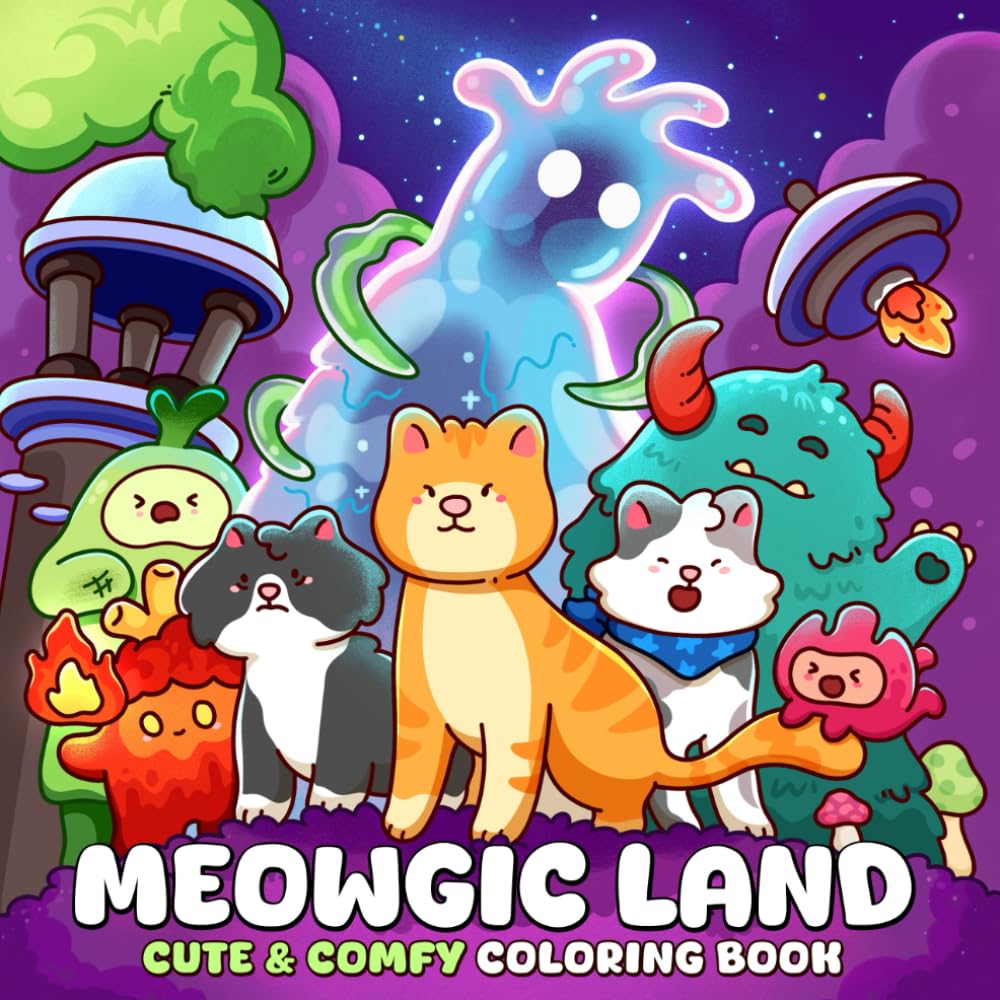 Meowgic Land: A Coloring Book for Adults and Teens Featuring Mischievous Kitties Causing Trouble in Whimsical Lands for Relaxation
